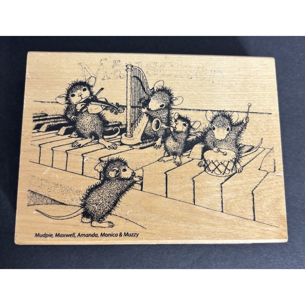 House Mouse Musical Mice Rubber Stamp Stampendous HMR24 Ellen Jareckie 2006